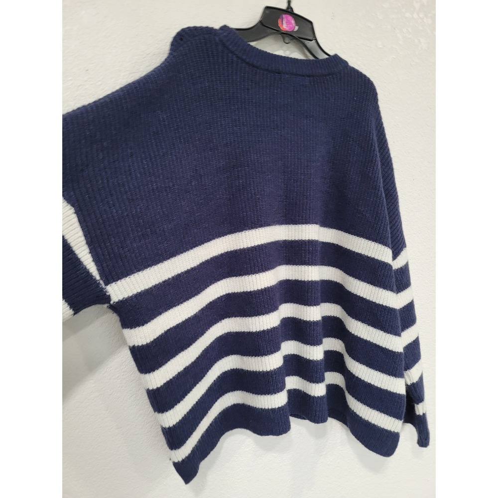 Ellos Navy White Stripe Crew Neck Long Sleeve Knit Sweater Top L Oversized #17 - Picture 3 of 7